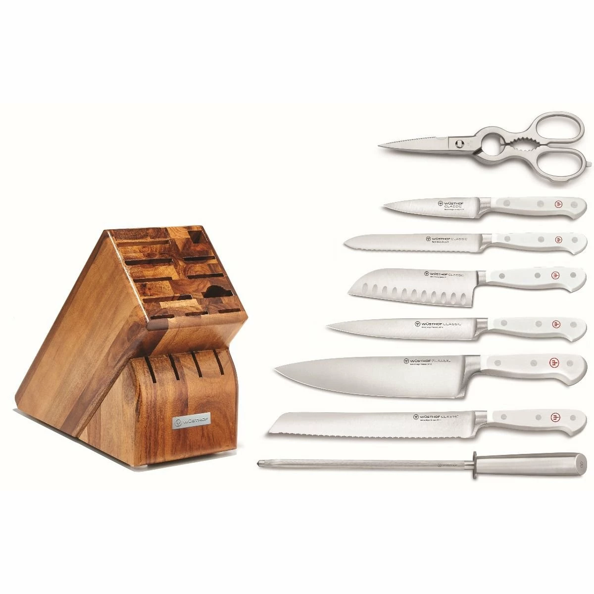 Wusthof Cutlery Wusthof Classic White 9-Piece Set | Acacia 2 Wusthof Cutlery Wusthof Classic White 9-Piece Set | Acacia - Image 2