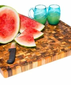 TeakHaus End Grain Carving Board W/Hand Grip + Juice Canal (Rectangle) | 24" X 18" X 1.5"