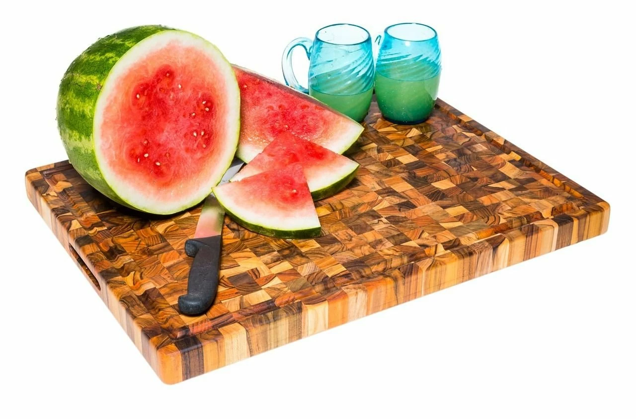 TeakHaus End Grain Carving Board W/Hand Grip + Juice Canal (Rectangle) | 24" X 18" X 1.5" 1 TeakHaus End Grain Carving Board W/Hand Grip + Juice Canal (Rectangle) | 24" X 18" X 1.5"