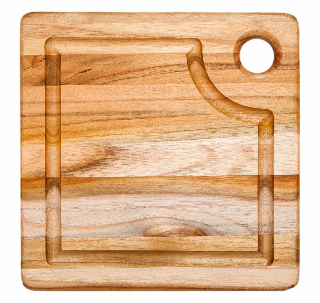 TeakHaus Edge Grain Marine Board W/Corner Hole + Juice Canal (Square) | 8" X 8" X 0.75" 2 TeakHaus Edge Grain Marine Board W/Corner Hole + Juice Canal (Square) | 8" X 8" X 0.75" - Image 2