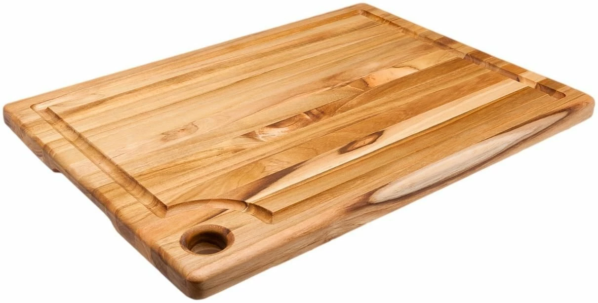 TeakHaus Edge Grain Carving Board W/Corner Hole + Juice Canal (Rectangle) | 16" X 12" X 0.75" 2 TeakHaus Edge Grain Carving Board W/Corner Hole + Juice Canal (Rectangle) | 16" X 12" X 0.75" - Image 2