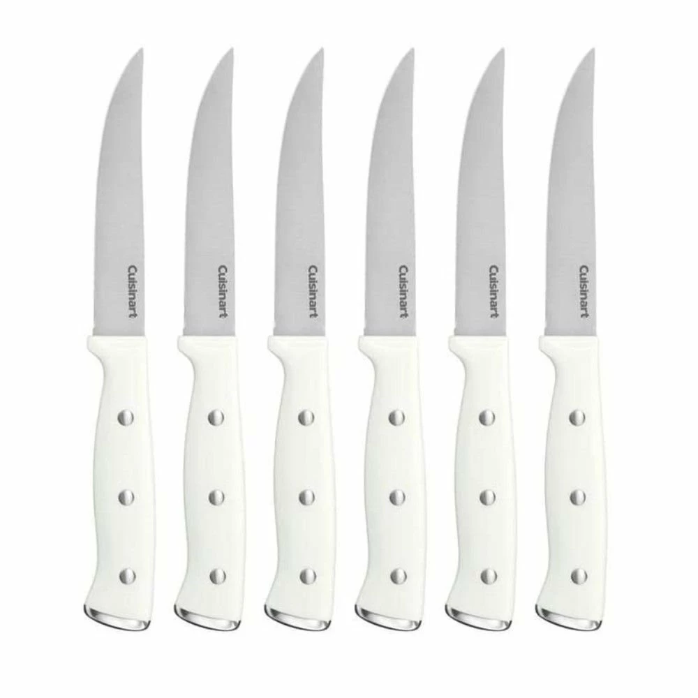 Cuisinart Classic 6-Piece Triple Rivet Steak Knife Set | White 1 Cuisinart Classic 6-Piece Triple Rivet Steak Knife Set | White