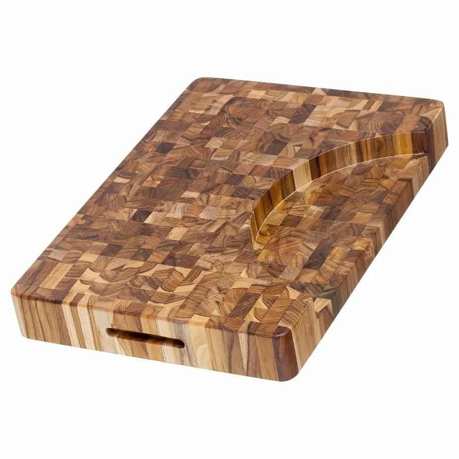 TeakHaus End Grain Butcher Block W/Hand Grip + Bowl Cut Out (Rectangle) | 20" X 14" X 2.5" 2 TeakHaus End Grain Butcher Block W/Hand Grip + Bowl Cut Out (Rectangle) | 20" X 14" X 2.5" - Image 2