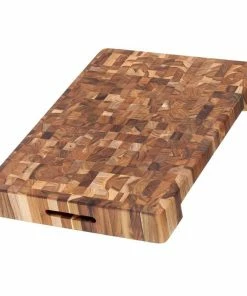TeakHaus End Grain Butcher Block W/Hand Grip + Bowl Cut Out (Rectangle) | 20" X 14" X 2.5"