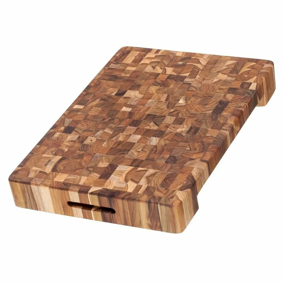 TeakHaus End Grain Butcher Block W/Hand Grip + Bowl Cut Out (Rectangle) | 20" X 14" X 2.5" 1 TeakHaus End Grain Butcher Block W/Hand Grip + Bowl Cut Out (Rectangle) | 20" X 14" X 2.5"