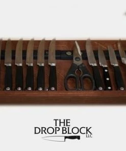 Drop Block Under Cabinet Knife Storage Rack - Large, Cherry