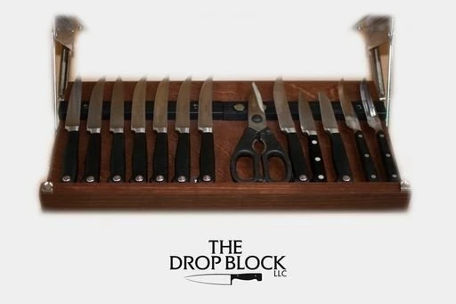 Drop Block Under Cabinet Knife Storage Rack - Small, Cherry 2 Drop Block Under Cabinet Knife Storage Rack - Small, Cherry - Image 2