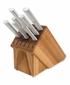 Rada Cutlery 8-Piece Essential Oak Block Set | Silver