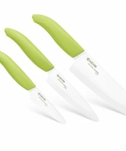 Kyocera Revolution Green & White Ceramic 3-Piece Knife Set