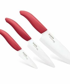 Kyocera Revolution Red & White Ceramic 3-Piece Knife Set