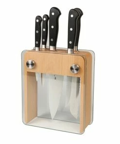 Mercer Cutlery Renaissance 6-Piece Knife Block Set | Beechwood & Glass