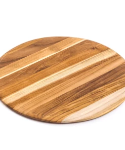 TeakHaus Elegant Round Edge Grain Cutting/Serving Board | 13" X 0.55"