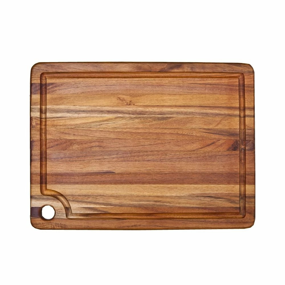 TeakHaus Edge Grain Carving Board W/Corner Hole + Juice Canal (Rectangle) | 18" X 14" X 0.75" 1 TeakHaus Edge Grain Carving Board W/Corner Hole + Juice Canal (Rectangle) | 18" X 14" X 0.75"