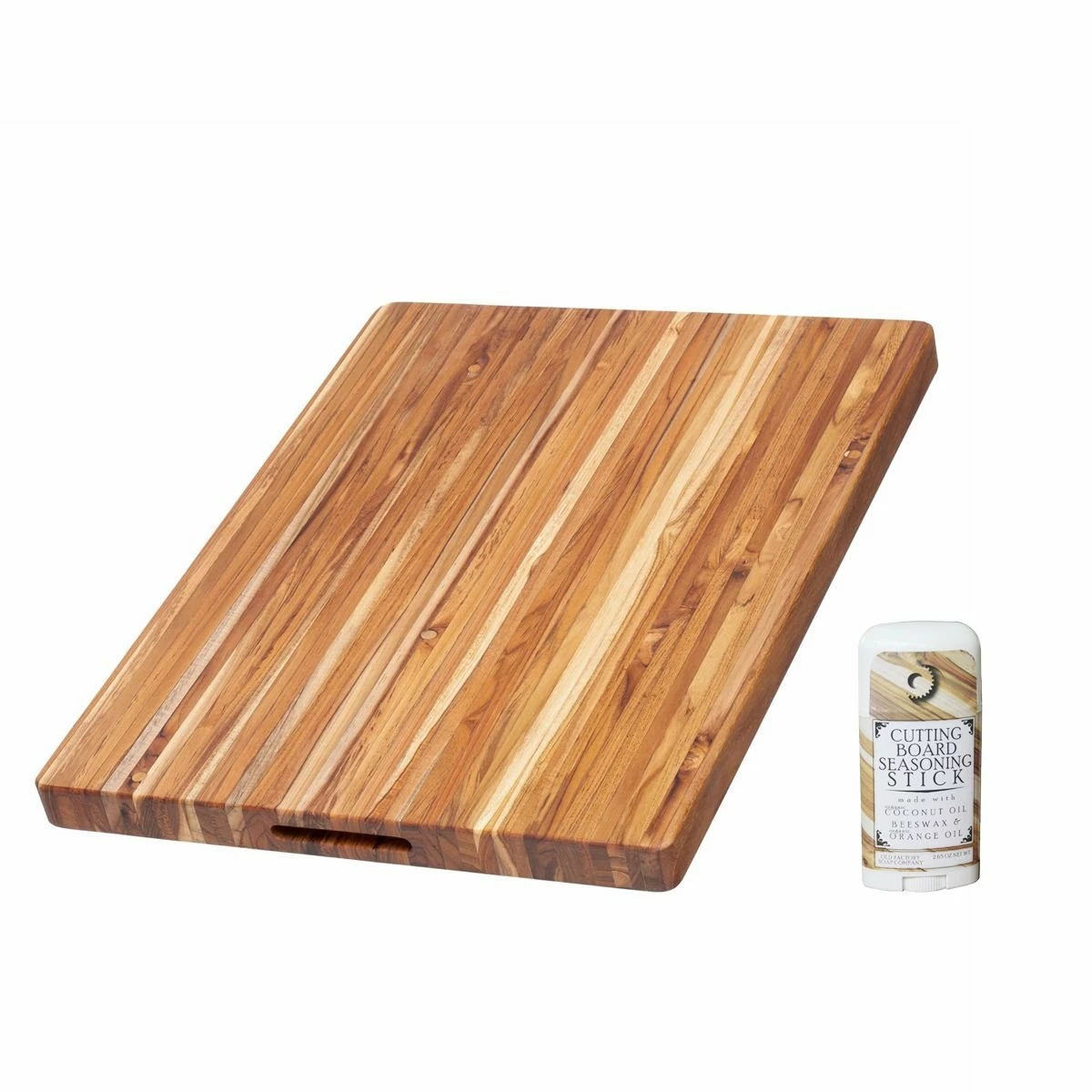 TeakHaus Edge Grain Carving Board W/Hand Grip (Rectangle) | 24" X 18" X 1.5" With Board Seasoning Stick 1 TeakHaus Edge Grain Carving Board W/Hand Grip (Rectangle) | 24" X 18" X 1.5" With Board Seasoning Stick