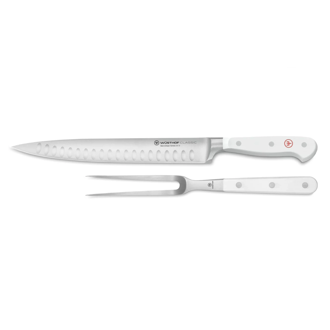 Wusthof Cutlery Wusthof Classic White 2-Piece Carving Set | Hollow Edge 1 Wusthof Cutlery Wusthof Classic White 2-Piece Carving Set | Hollow Edge
