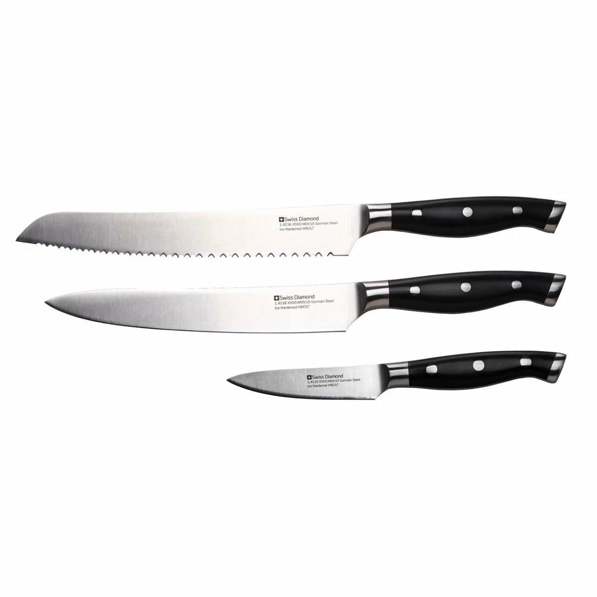 Swiss Diamond | 3-Piece Essentials Knife Set 1 Swiss Diamond | 3-Piece Essentials Knife Set