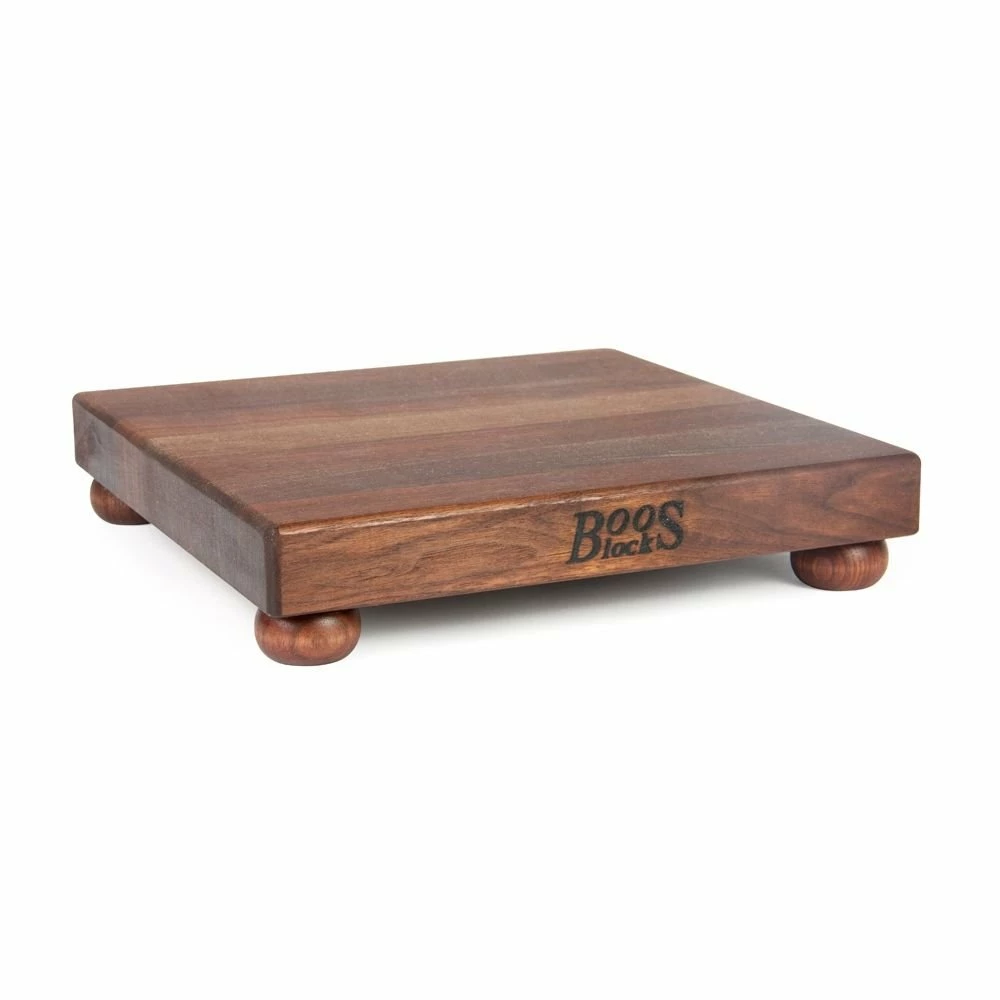 John Boos Walnut Cutting Board With Wooden Bun Feet - 12" 1 John Boos Walnut Cutting Board With Wooden Bun Feet - 12"