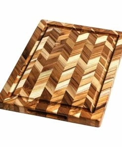 TeakHaus Herringbone End-Grain Cutting/Serving Board (Rectangle) | 18" X 14" X .9"